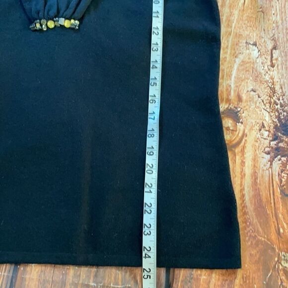 Mercer Street Studio diamanté Embellished Black short sleeve V neck top Size M - Picture 7 of 7